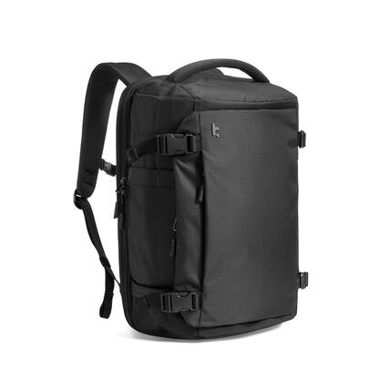Front. Live At Space - Travel Backpack 40l Tsa Friendly Flight Approved Carry on Luggage Hand Water resistant Lightweight Business Rucksack - Black-ripstop-28L.