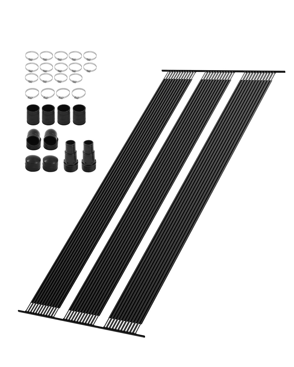 VEVOR - Solar Pool Heater, 4 x 24 ft HDPE Pool Heating System - Durable & Weather-Proof, with Complete Accessories - Black