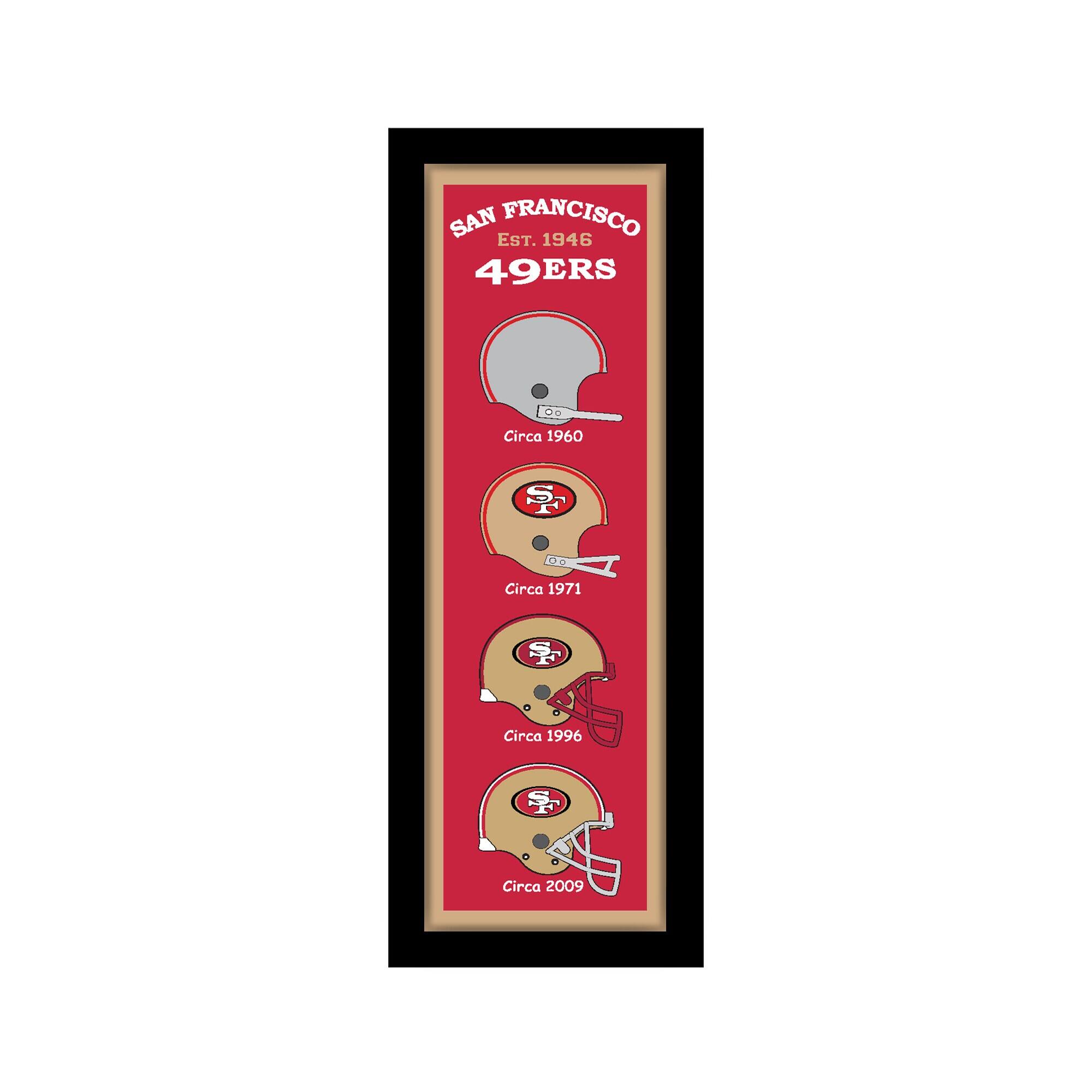 San Francisco 49ers 12" x 36" Helmet Heritage Framed Banner