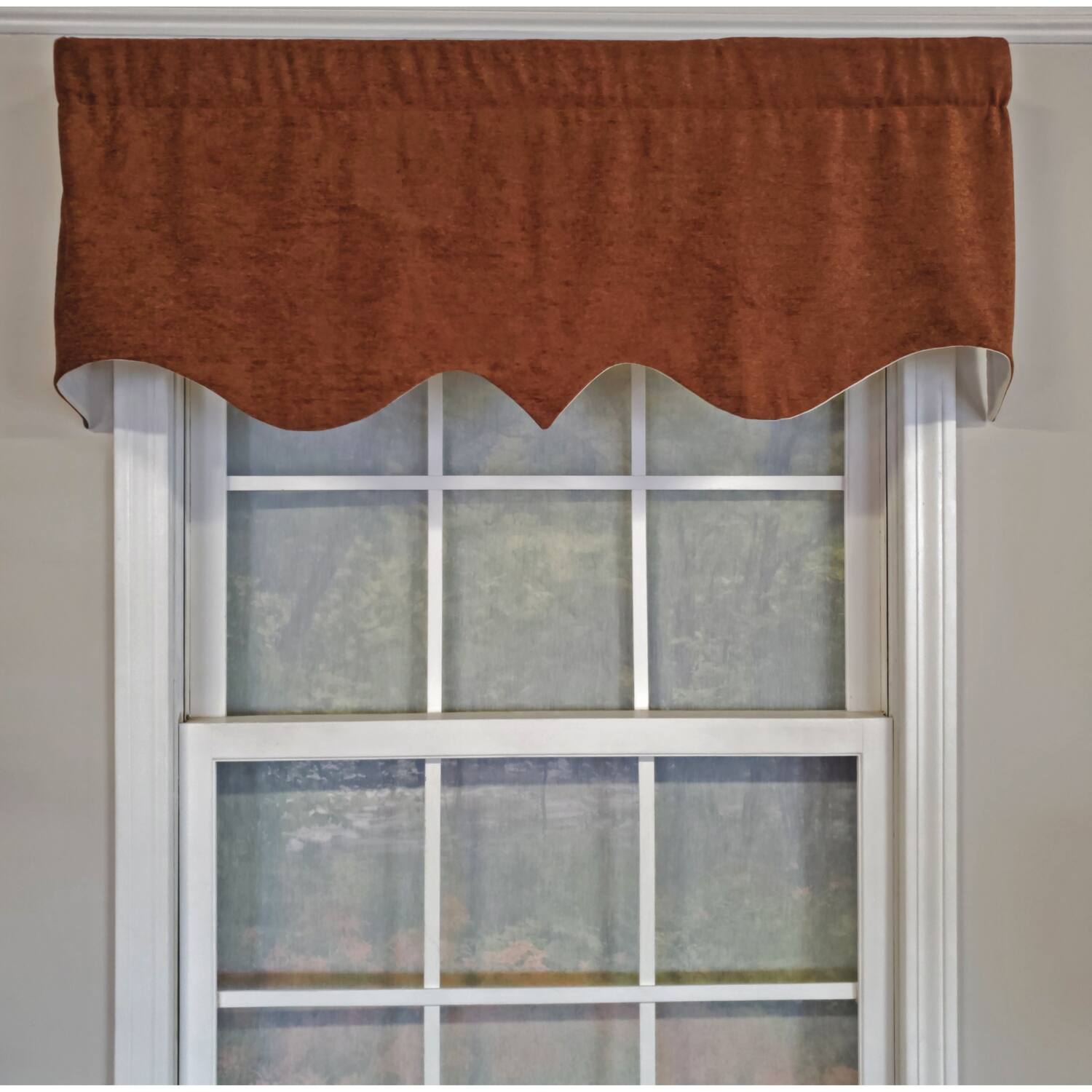 Angle. RLF Home - RLF Home 3" Rod Pocket High Quality Fabric Vintage Regal Valance for Windows 50" x 17" Watermelon - Watermelon.