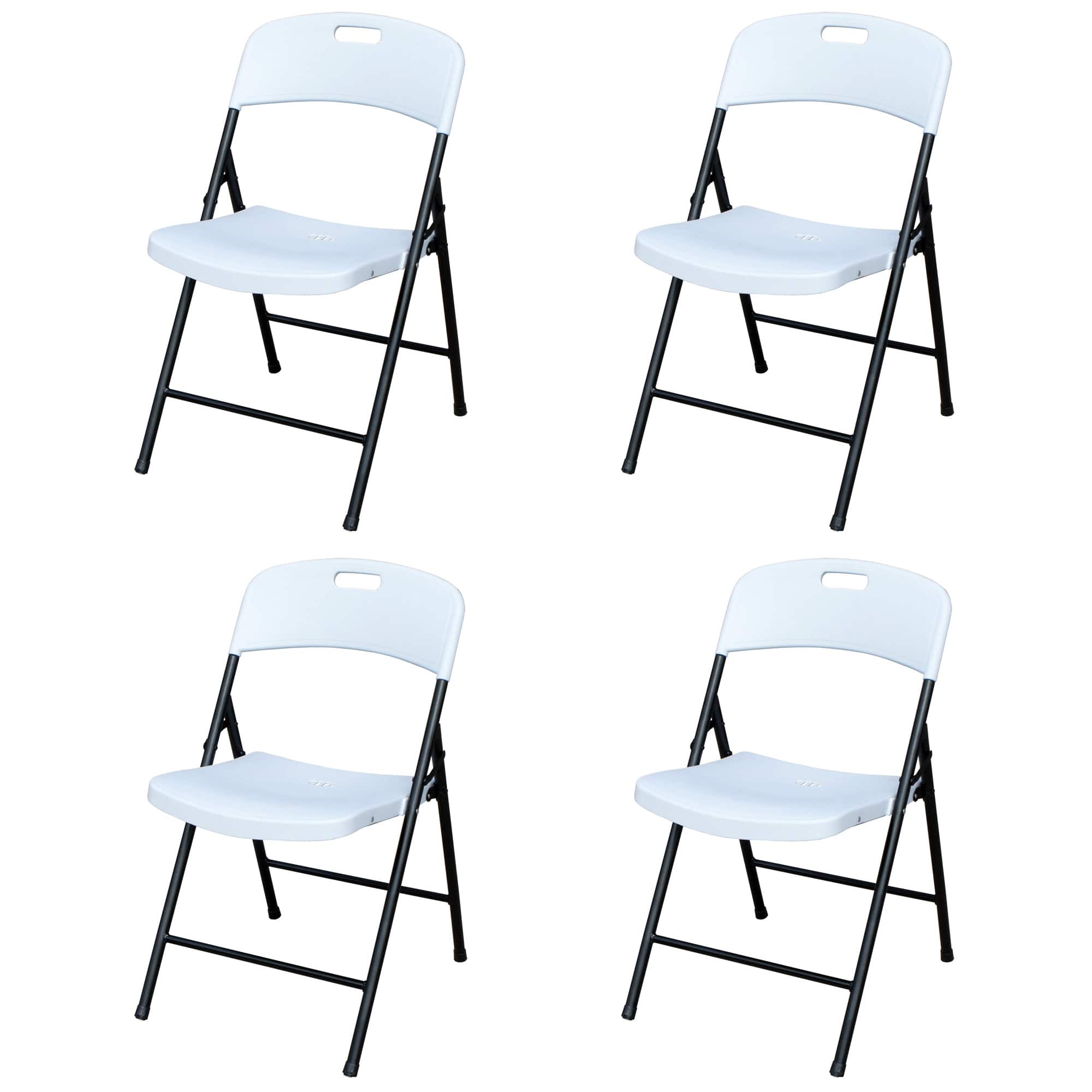 Front. Peakform - Peakform Plastic Folding Chair, Indoor Outdoor Seating, 4 Pack, White - White.