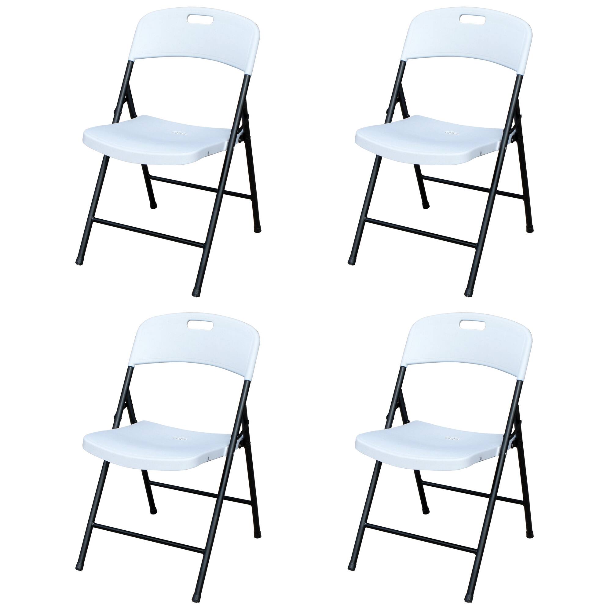 Front. Peakform - Peakform Plastic Folding Chair, Indoor Outdoor Seating, 4 Pack, White - White.