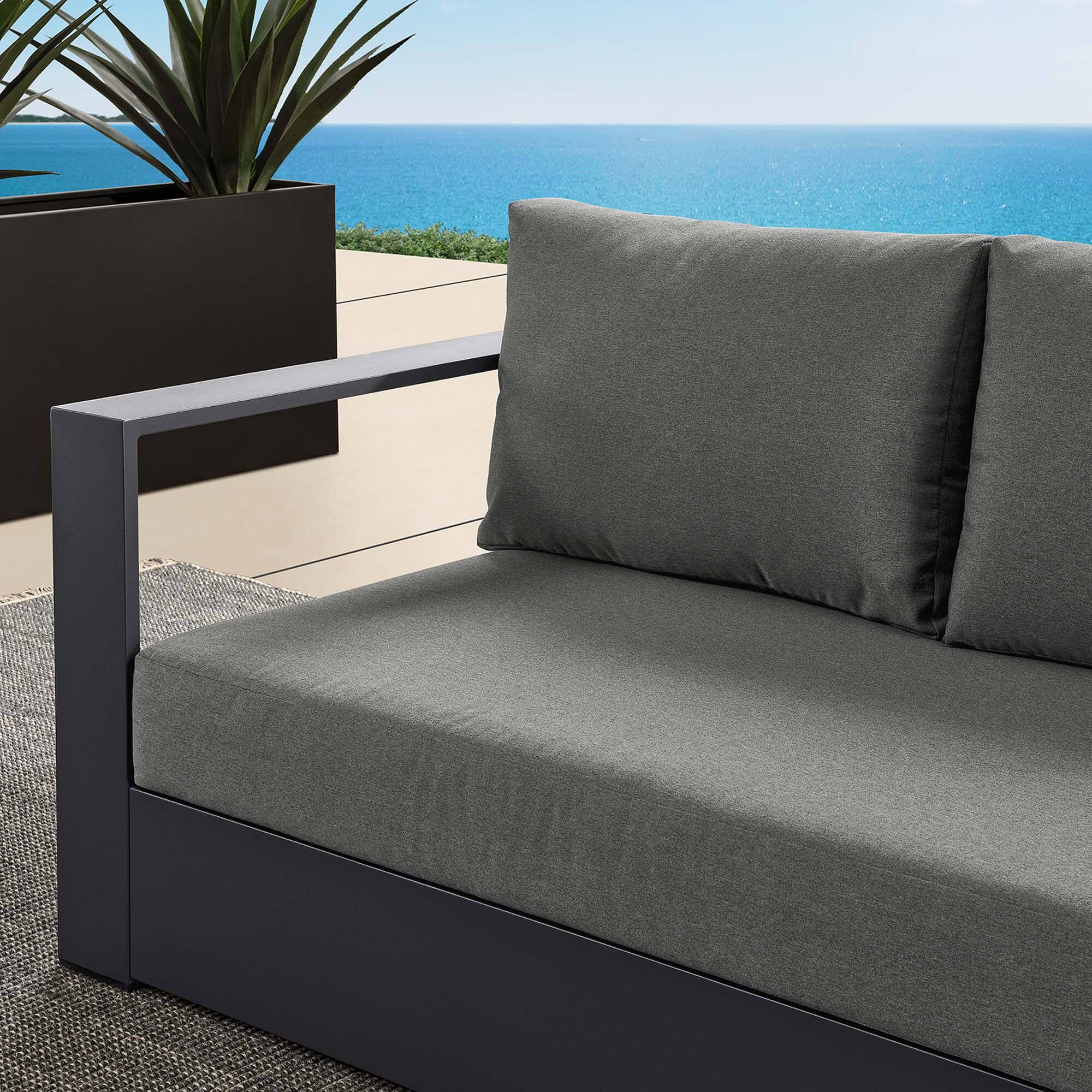 Alt View 1. Modway - Tahoe Outdoor Patio Powder-Coated Aluminum Modular Left-Facing Loveseat by Modway - Gray Charcoal.