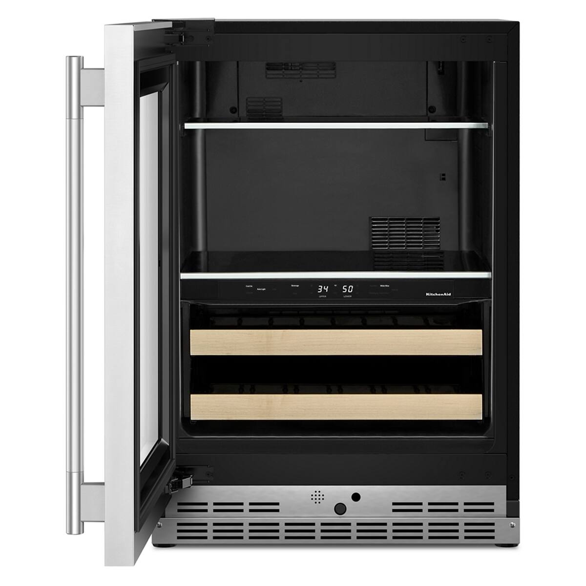 Alt View 2. KitchenAid - 46-Bottle Wine Cellar with Full-Extension Wood-Front Racks - PrintShield Stainless Finish.