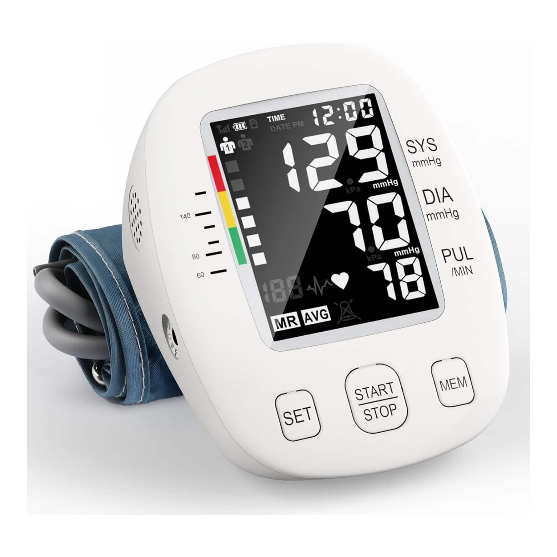 Dazzed Corner - Automatic Digital BP Monitor, Adjustable Cuff, LCD Display, HR Detection - White