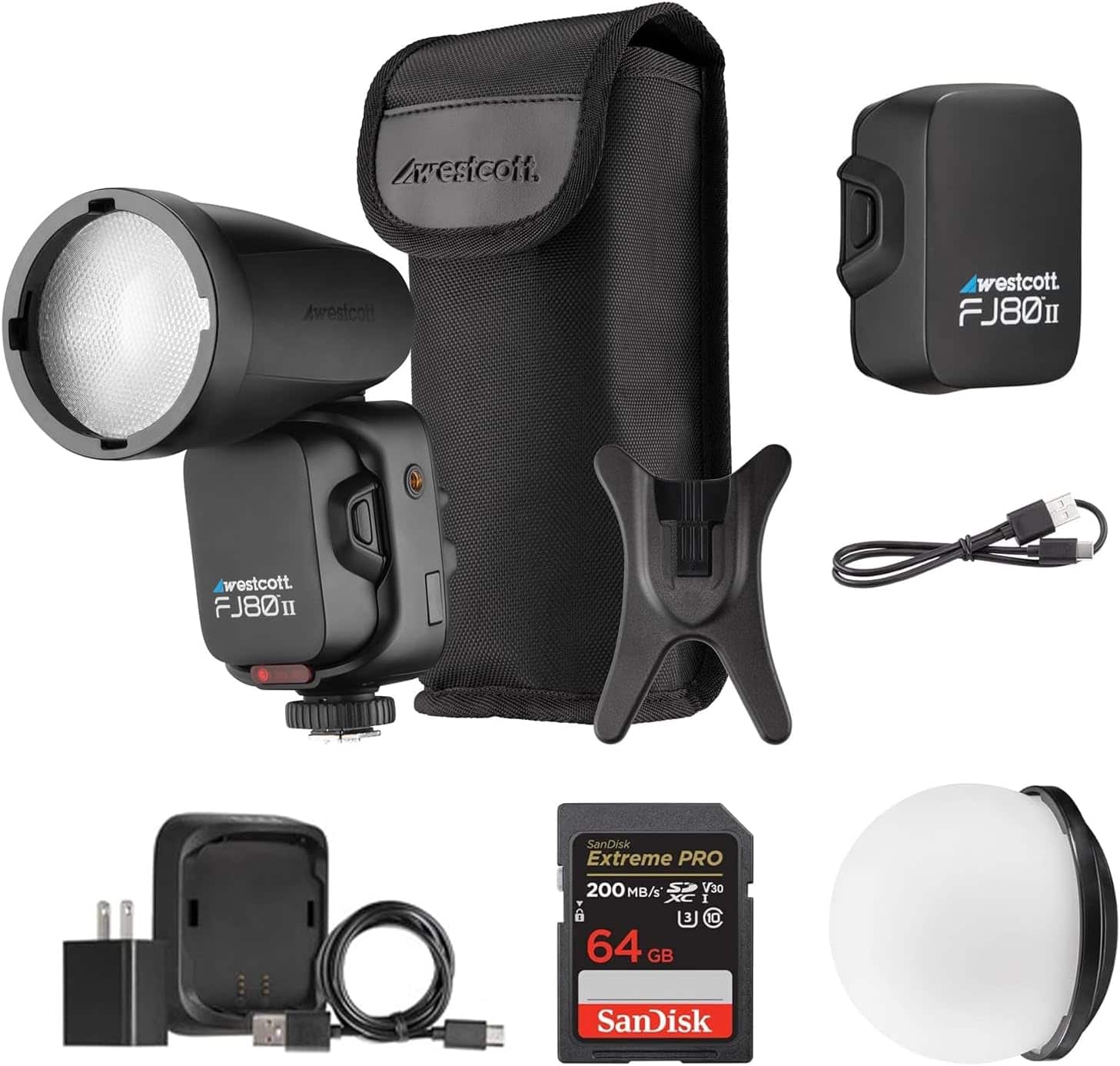 Westcott - FJ80 II S Speedlight Sony Mount, Dome, 128GB Extreme PRO UHS-I Bundle