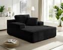 Front. Meqiodas - 67.5”Oversized Indoor Chaise Lounge, Sofa Bed, Living Room Sofa, Corduroy Upholstered Boneless Cloud Sofa, No Assembly - Black.