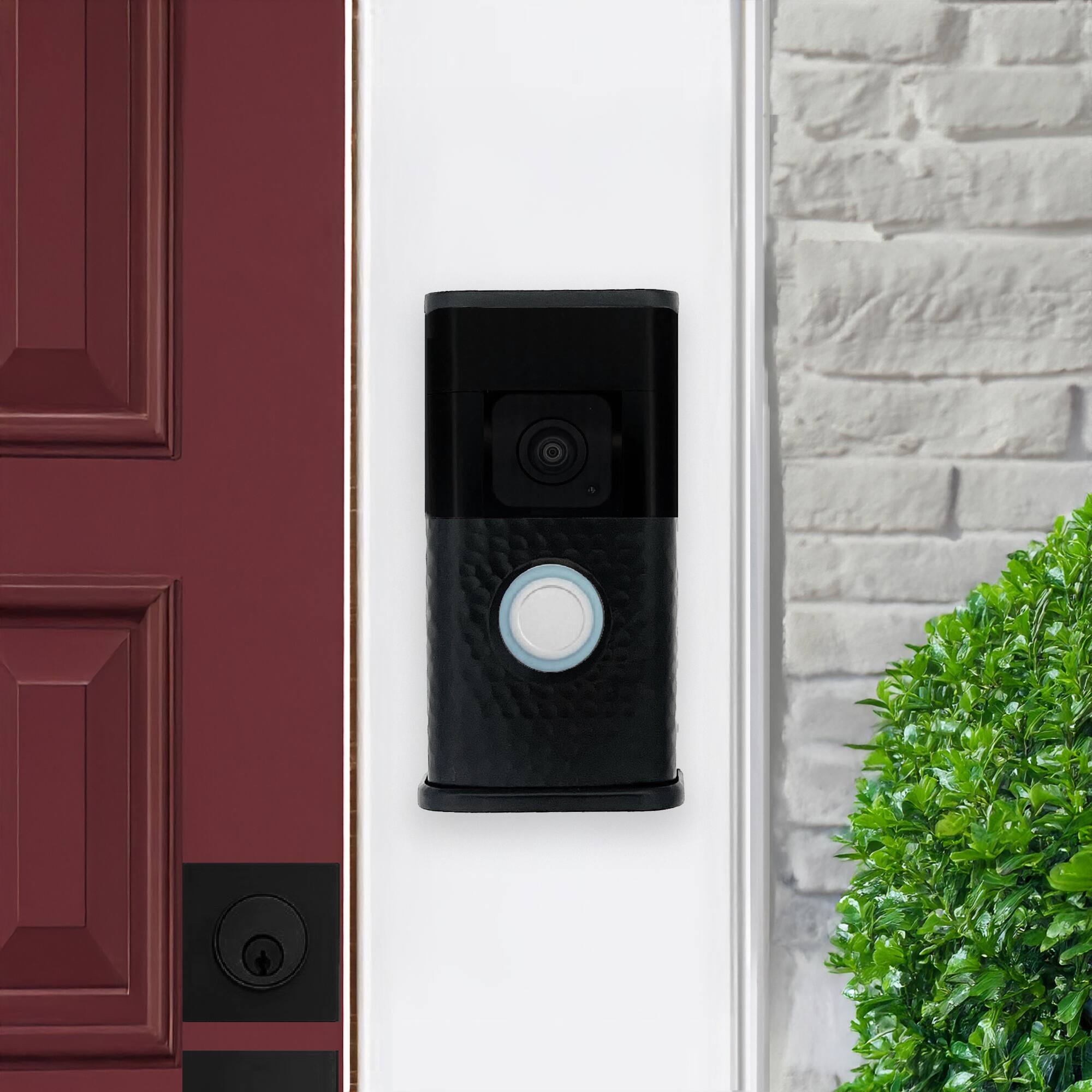 Alt View 3. Michael Healy - Hammered Video Doorbell Cover (Ring 3, 3 Plus, 4, Battery Plus and Battery Pro) - Matte Black.