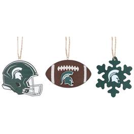 The Memory Company - Michigan State Spartans Three-Pack Helmet, Football & Snowflake Ornament Set - Multicolor