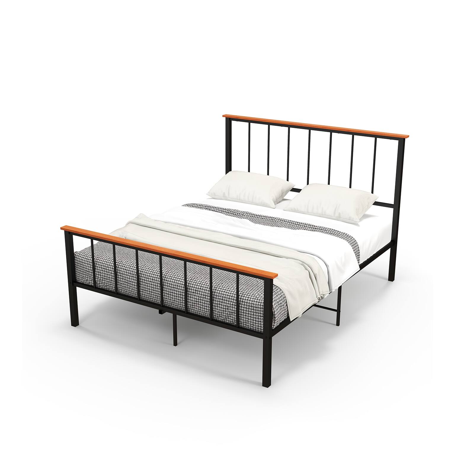 Ecooso - Queen Bed Frame with Headboard and Footboard for Modern Home Bedroom - Black