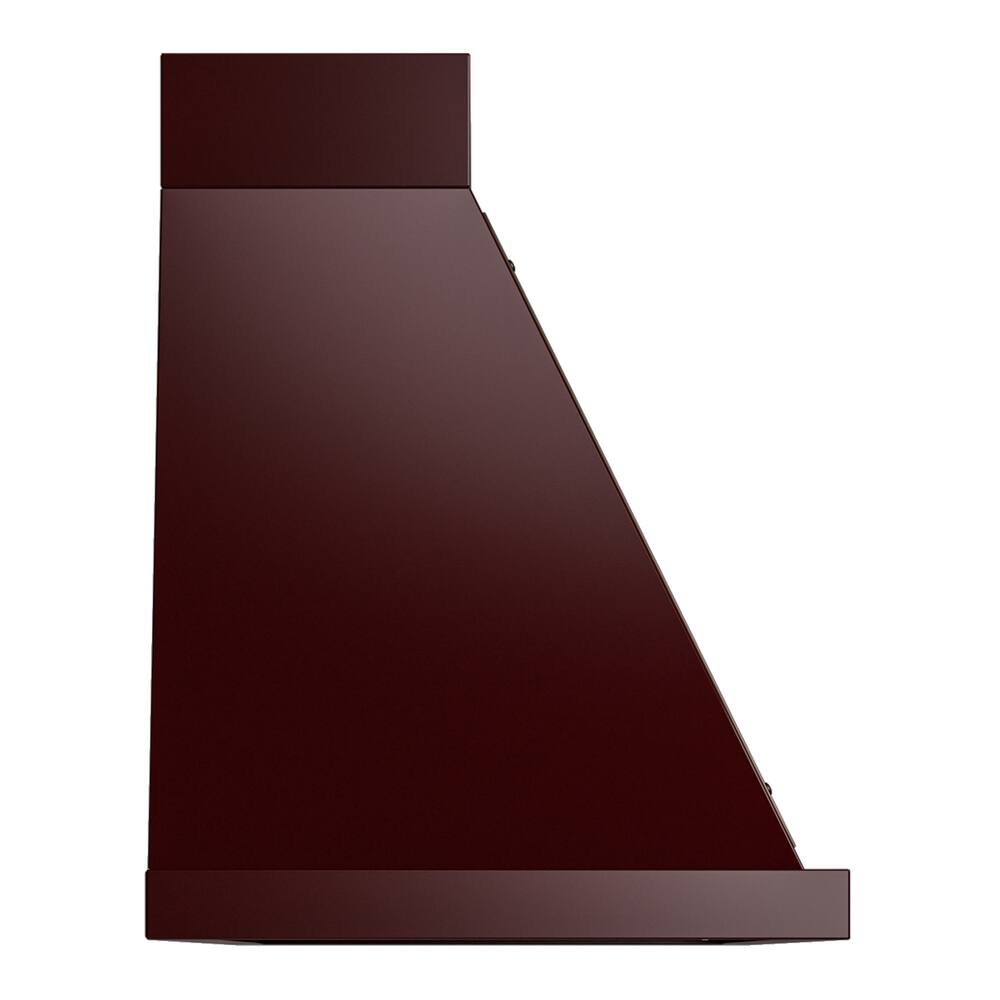 Alt View 2. ILVE - ILVE Nostalgie II Noblesse 60 inch Ducted Wall Mount Range Hood with 600 CFM (Burgundy, Burnished Trim) - Burgundy.