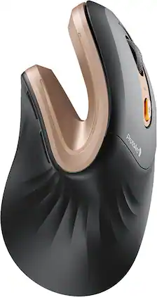 ProtoArc - EM11 NL Wireless Ergonomic Mouse, Rechargeable, Black Gold - Wireless - Black/Gold