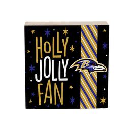 Evergreen Enterprises - Baltimore Ravens 6" Holiday Wood Plock Shelf Sign - Multicolor