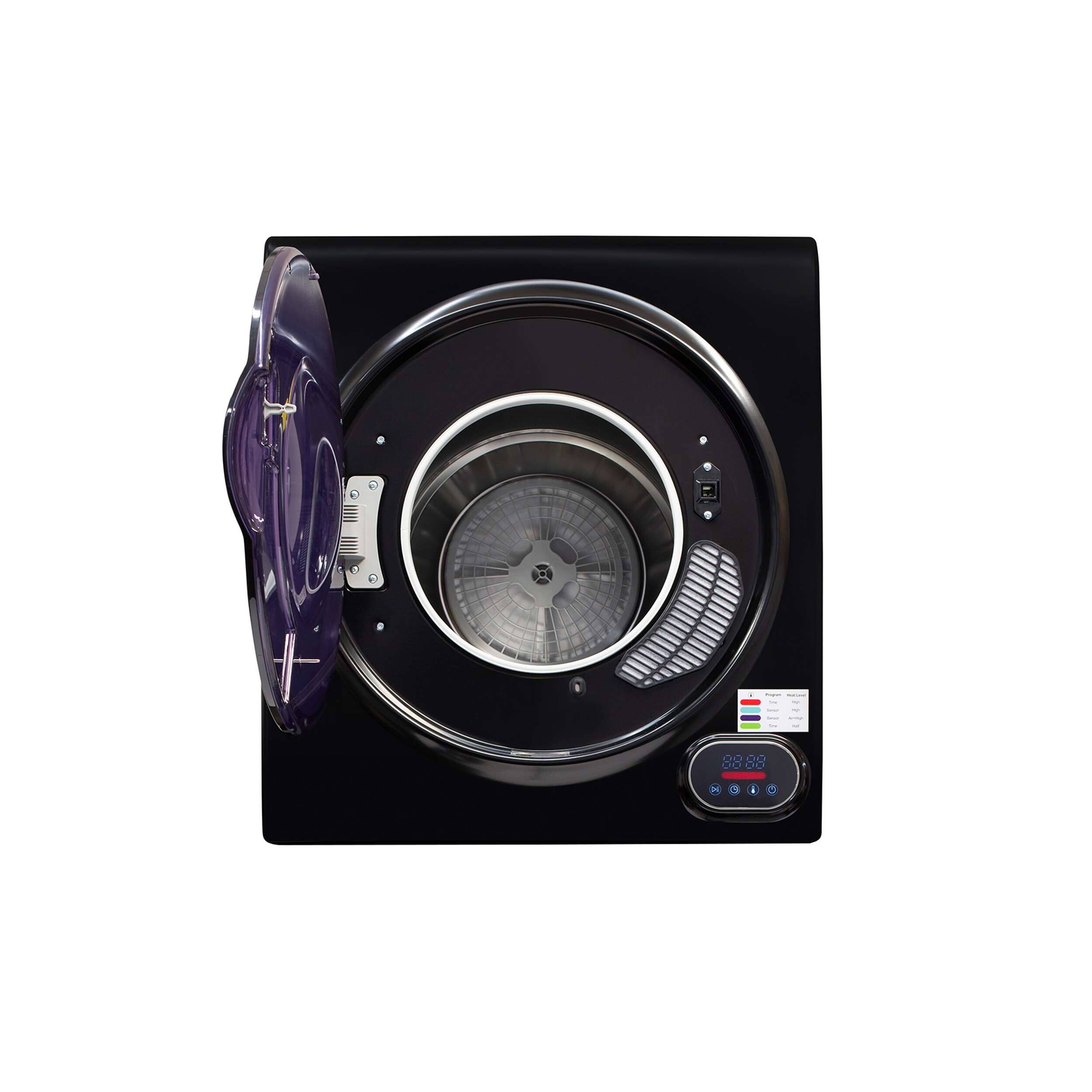 Left. Equator - Equator ED 852 Premium Compact Vented Sensor Dryer 3.5 Cu. Ft. 13 lbs Digital Controls Auto Dry Compact Design 110V - Black.