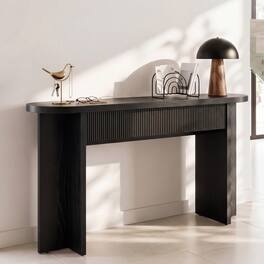 Whisen - 55-Inch Console Table with 2 Drawers, Modern Fluted Entryway Table for Hallway Living Room - Black
