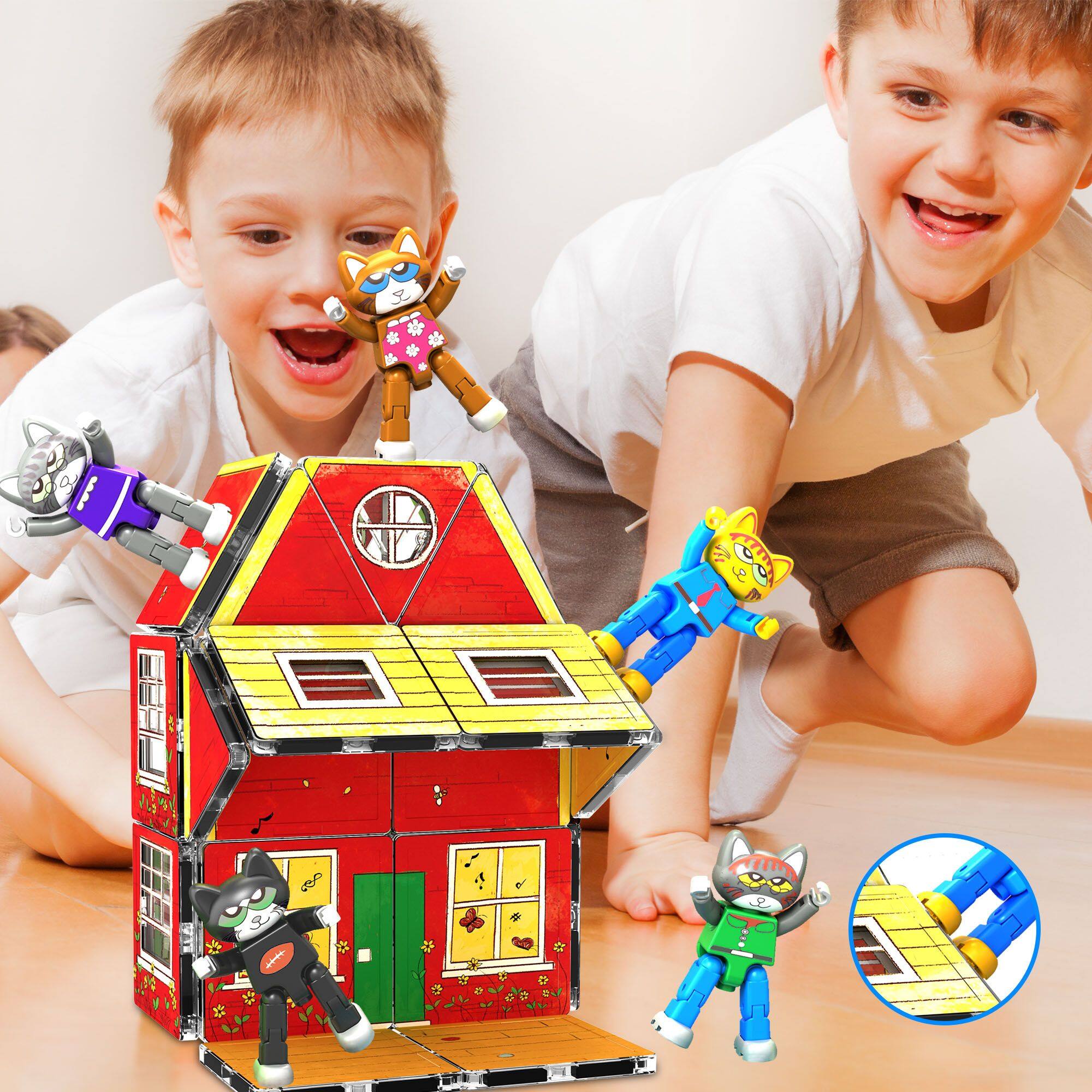 Alt View 2. PicassoTiles - PICASSO-TILES 6PC Pete The Cat Characters Theme Set Magnetic Tiles, Building Blocks, STEM Toys for Kids 3+.