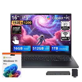 Acer - Upgraded - Swift Go 16 AI 16" WUXGA Touchscreen Laptop,AMD Ryzen AI 7 445,16GB RAM,512GB SSD+1TB Dock,Backlit,Win 11 Pro - Black
