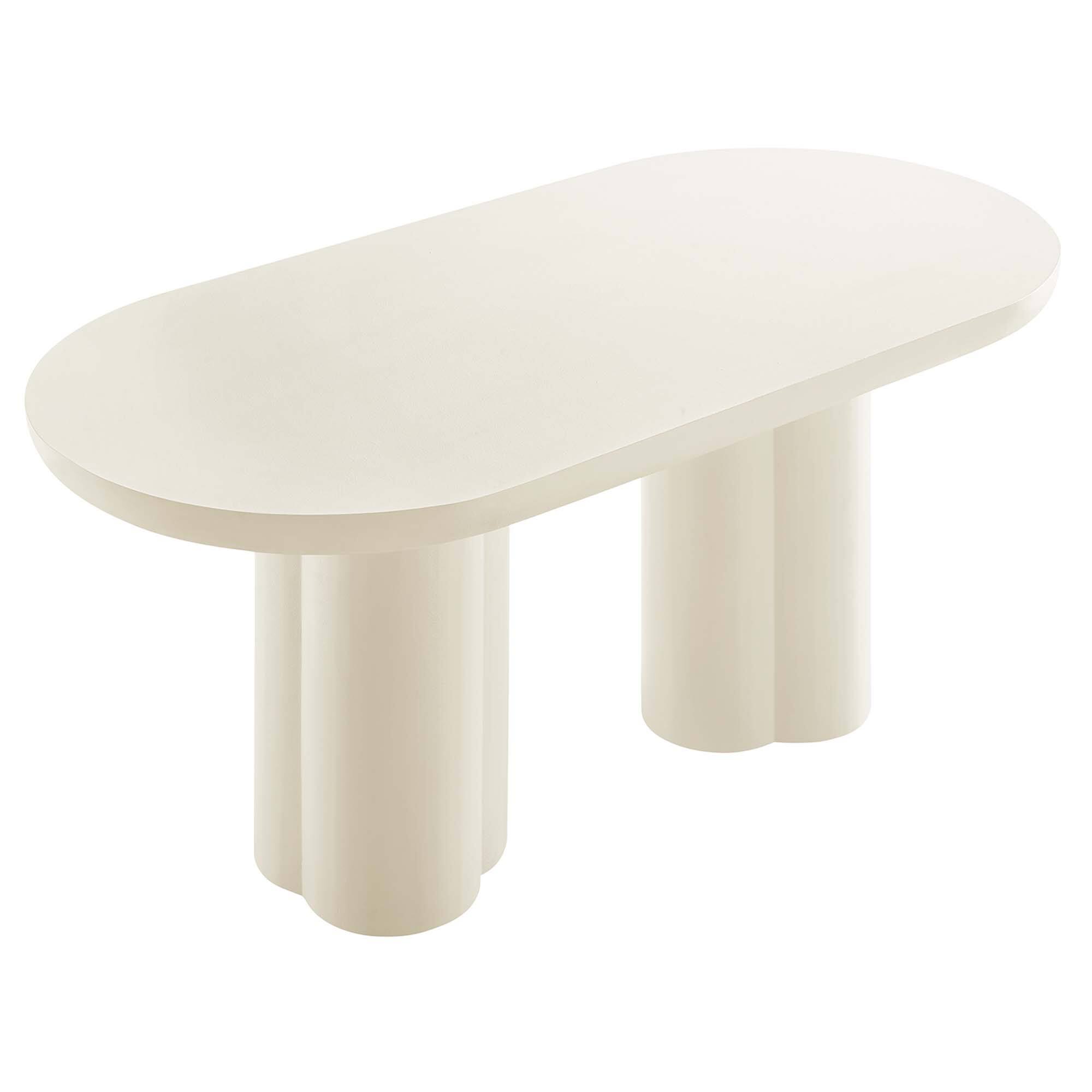 Back. Modway - Caspian 72" Oval Concrete Dining Table by Modway - White.