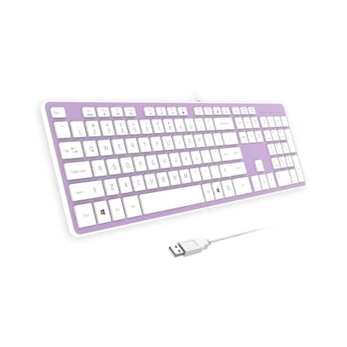 Cozy Serene - Wired Usb Comfortable Quiet Chocolate Keys Durable Ultra-slim Computer Keyboard For Pc Windows 11/10/8/7/xp/vista - purple