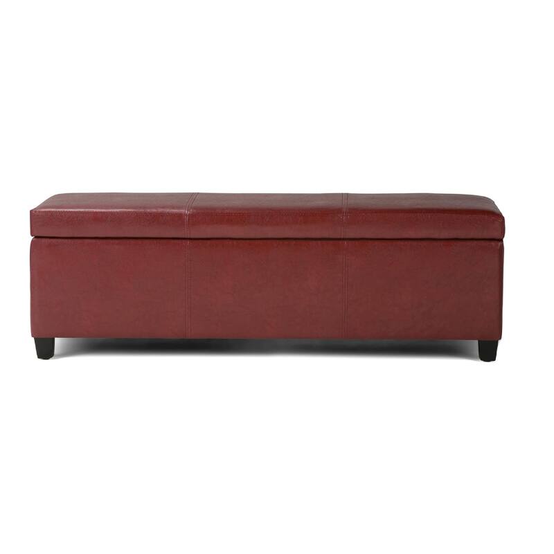 Alt View 2. Lumina Wise - Red Faux Leather Storage Ottoman Bench - Red.