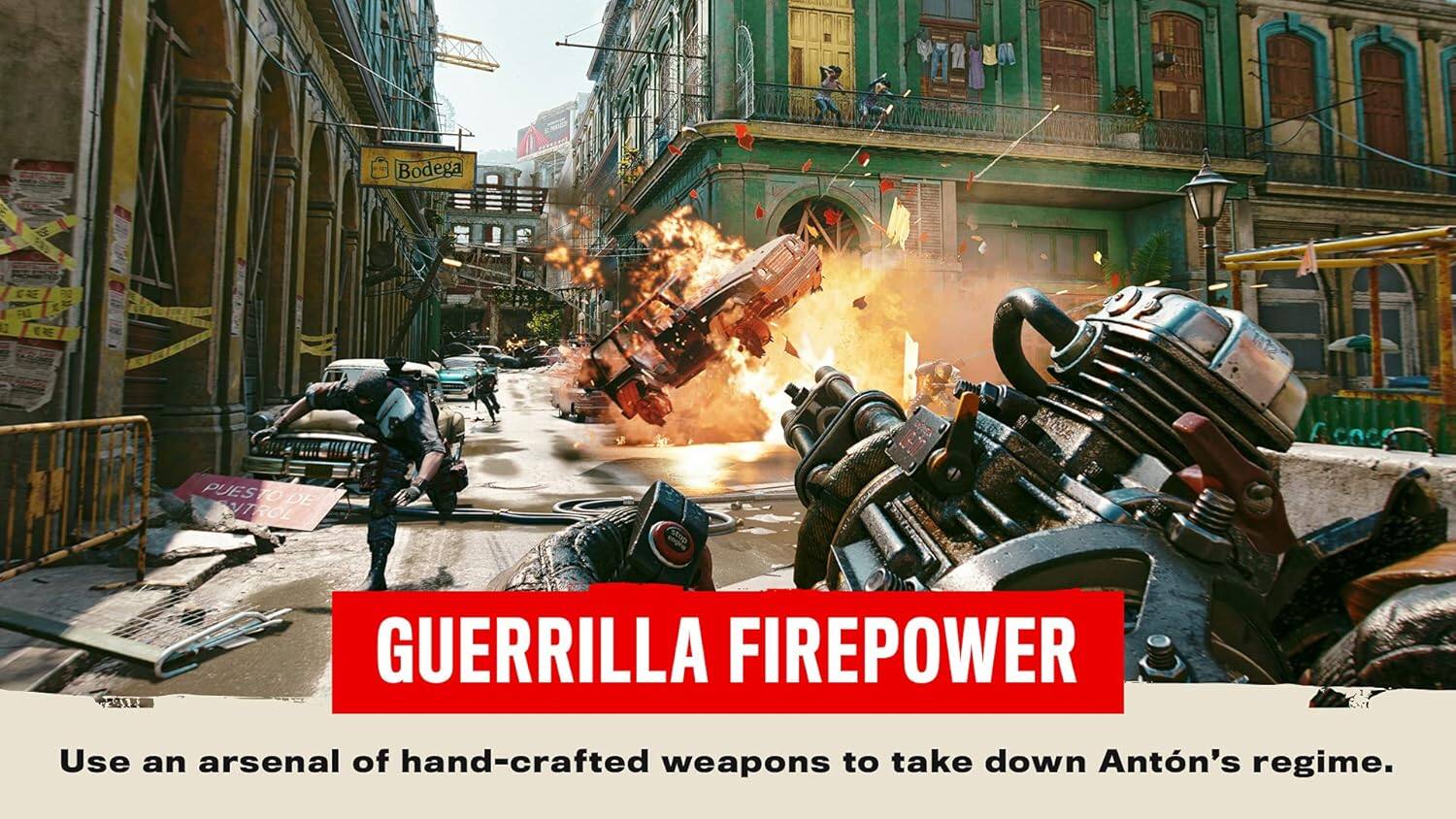 GUERRILLA FIREPOWER

Use an arsenal of hand-crafted weapons to take down Antón's regime.