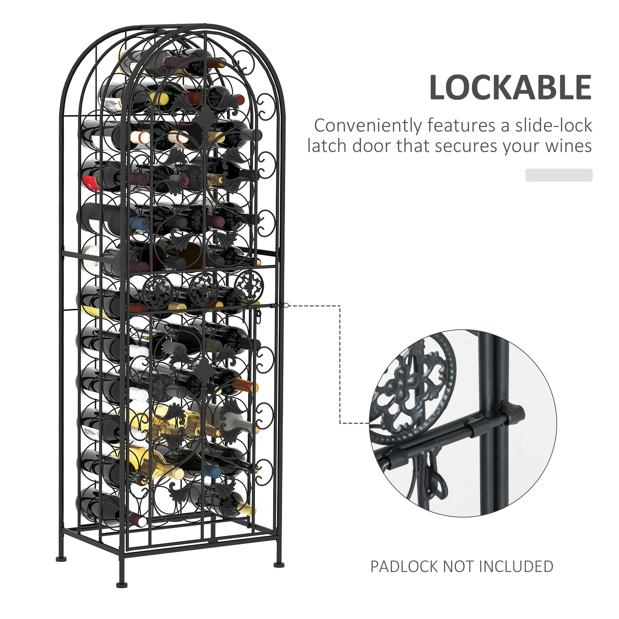 LOCKABLE  
Conveniently features a slide-lock latch door that secures your wines  

PADLOCK NOT INCLUDED
