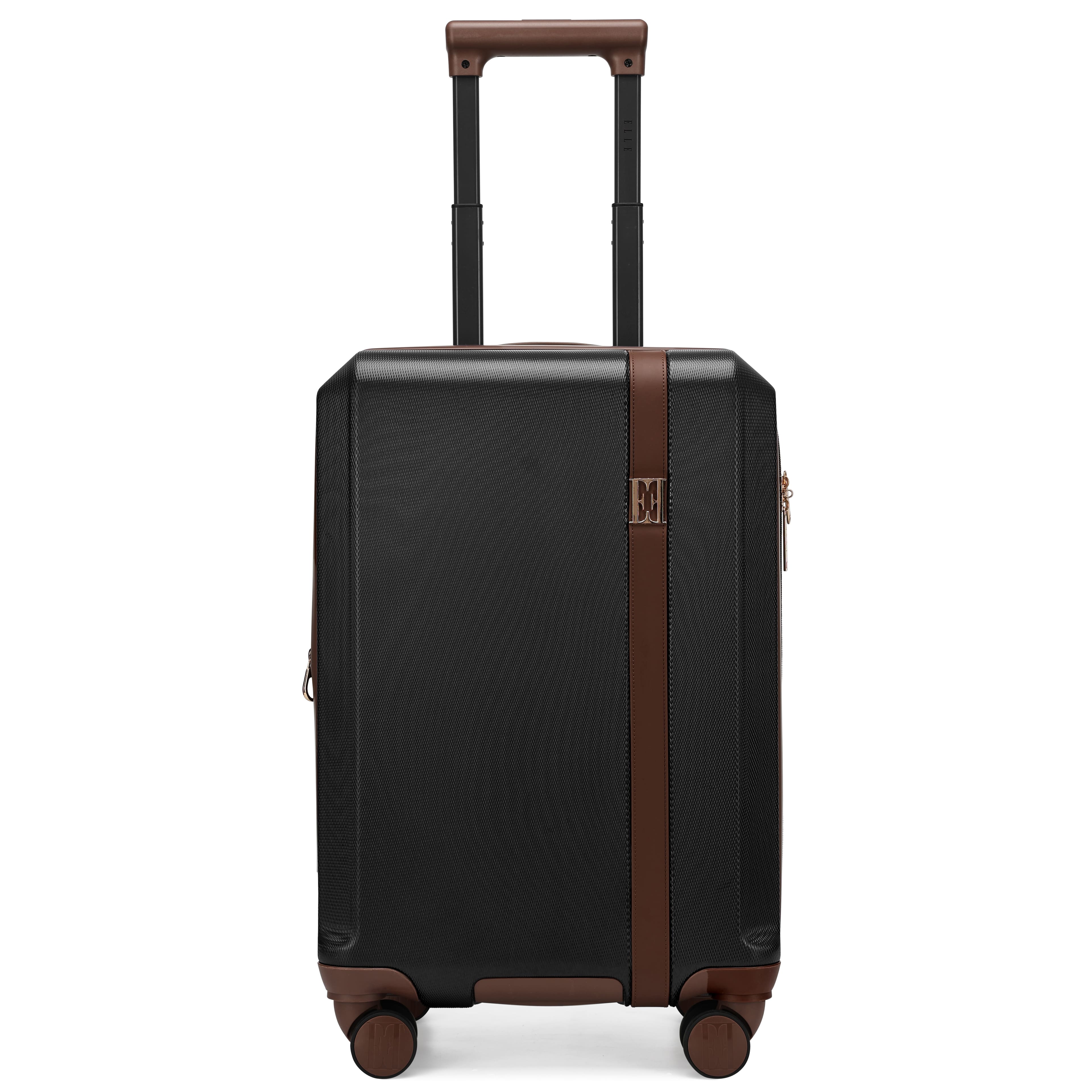 Elle - Luxe Journey Expandable Retro Spinner Carry-on Suitcase - Black