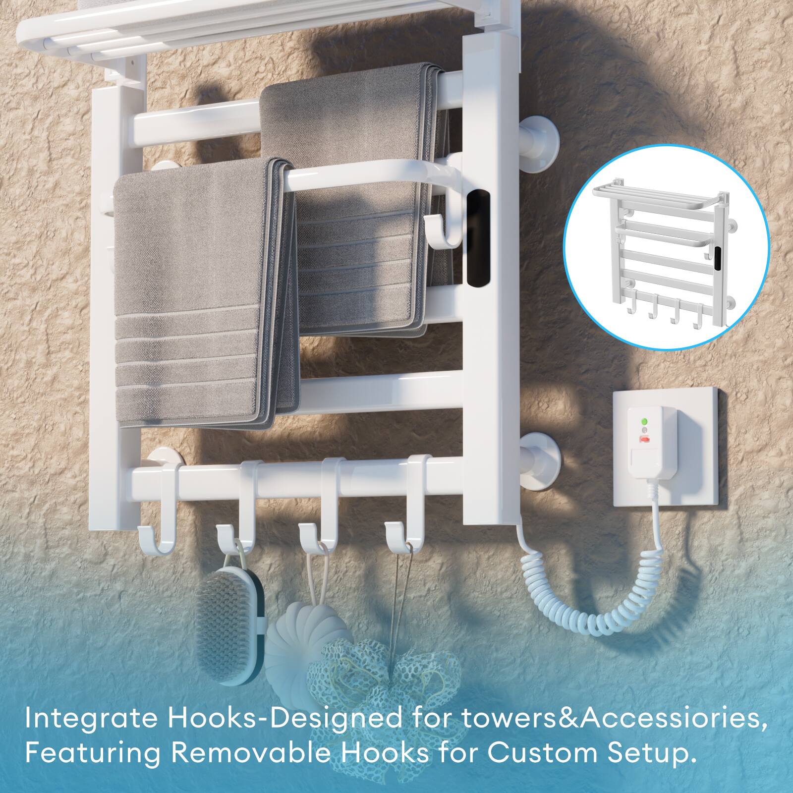 Integrate Hooks-Designed for towers & Accessories, Featuring Removable Hooks for Custom Setup.
