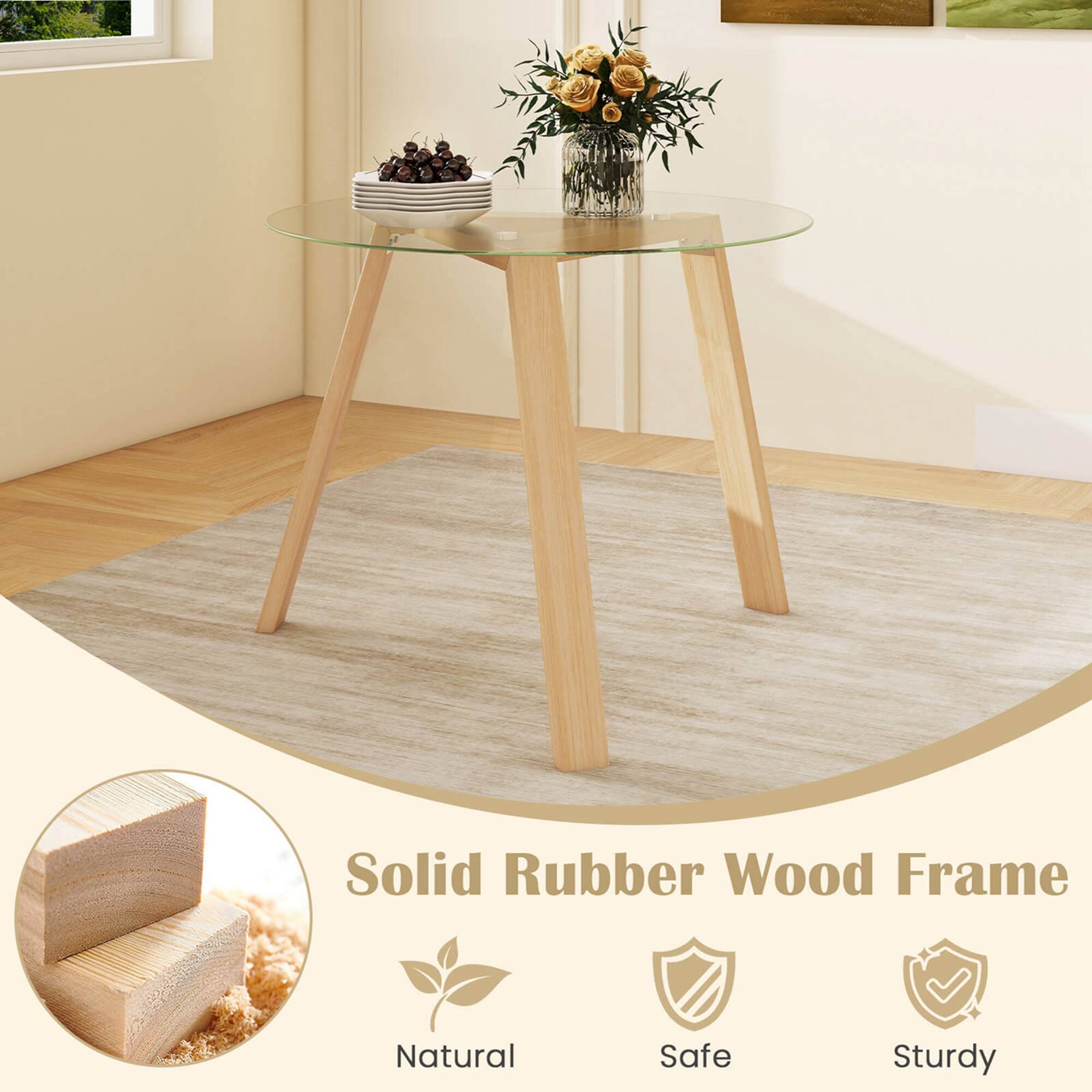 Solid Rubber Wood Frame Natural Safe Sturdy