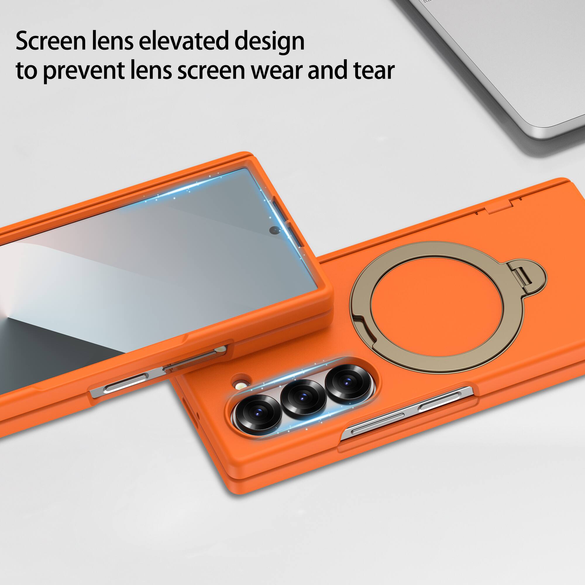 Screen lens elevated design to prevent lens screen wear and tear