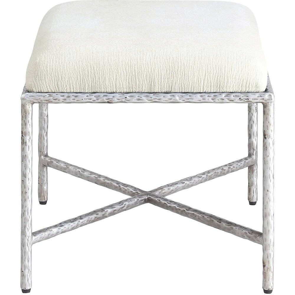 Alt View 3. Meridian Furniture - Valley Cream Chenille Fabric Bench - Beige.