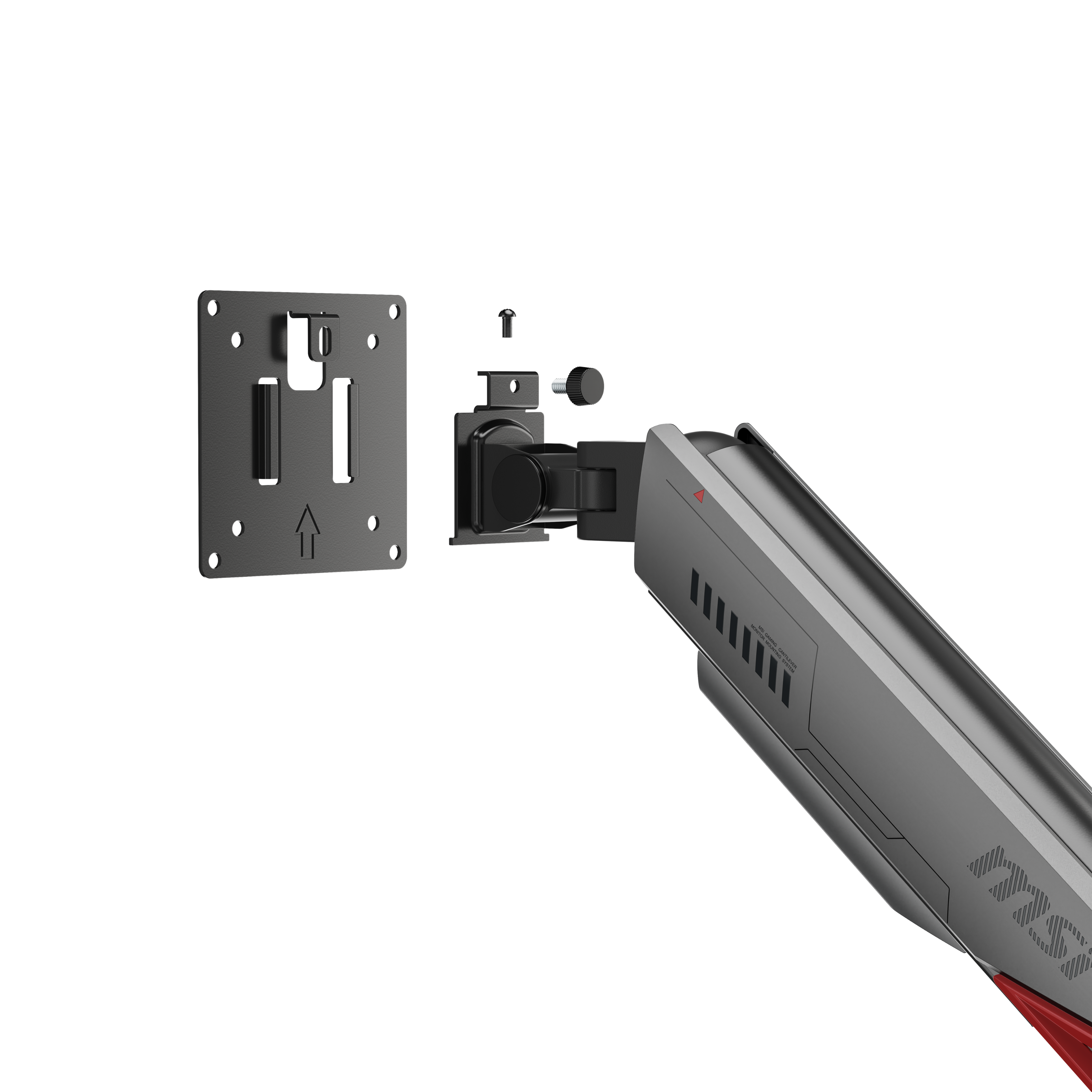 Alt View 8. MSI - MT161R Single Monitor Arm – Adjustable Spring Desk Mount, VESA Compatible, 17–45in, 35 lbs per Screen, Clamp & Grommet - Iron Gray.