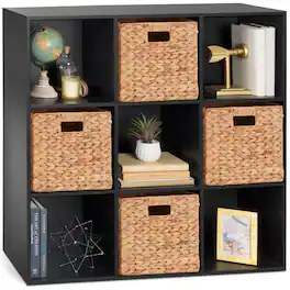Best Choice Products - 9-Cube Bookshelf, 11in Display Storage Organizer w/ 3 Removable Back Panels - Black