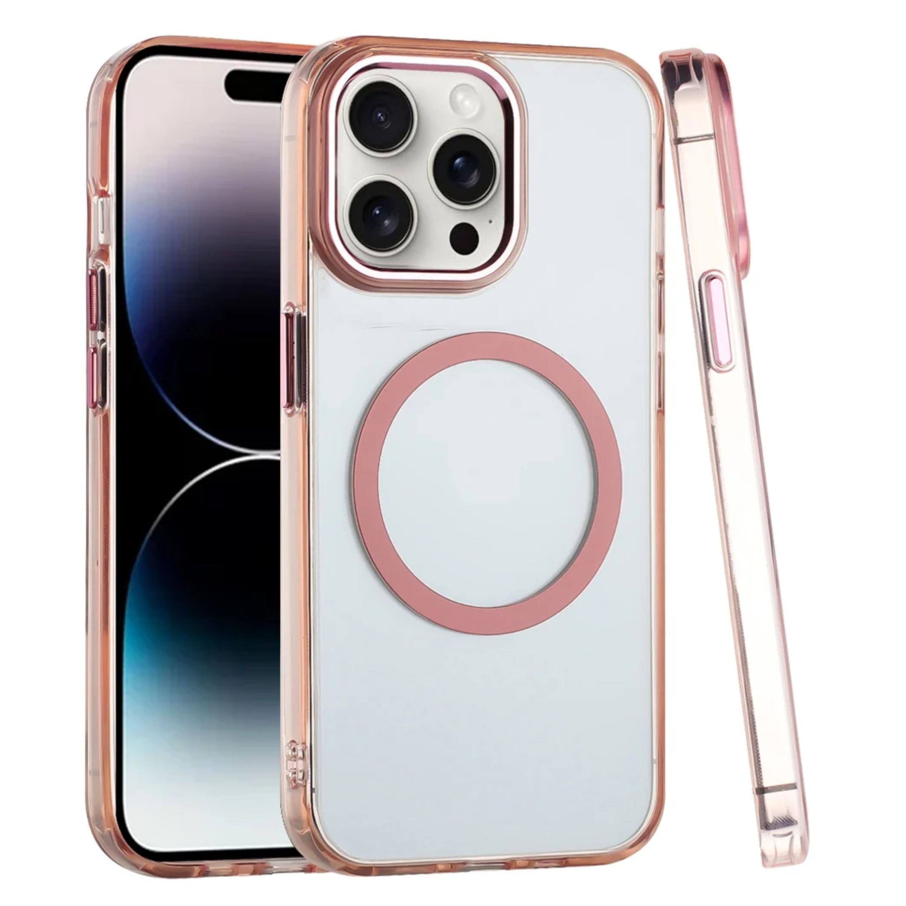 Kitcheniva - Trans-Clear Metal Buttons Magnetic Circle Phone Case For iPhone 14 Pro Max - Rose Gold price history on PriceWatchPro