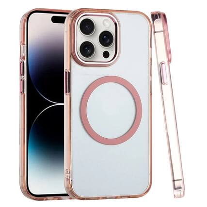 Front. Kitcheniva - Trans-Clear Metal Buttons Magnetic Circle Phone Case For iPhone 14 Pro Max Rose Gold - Rose Gold.