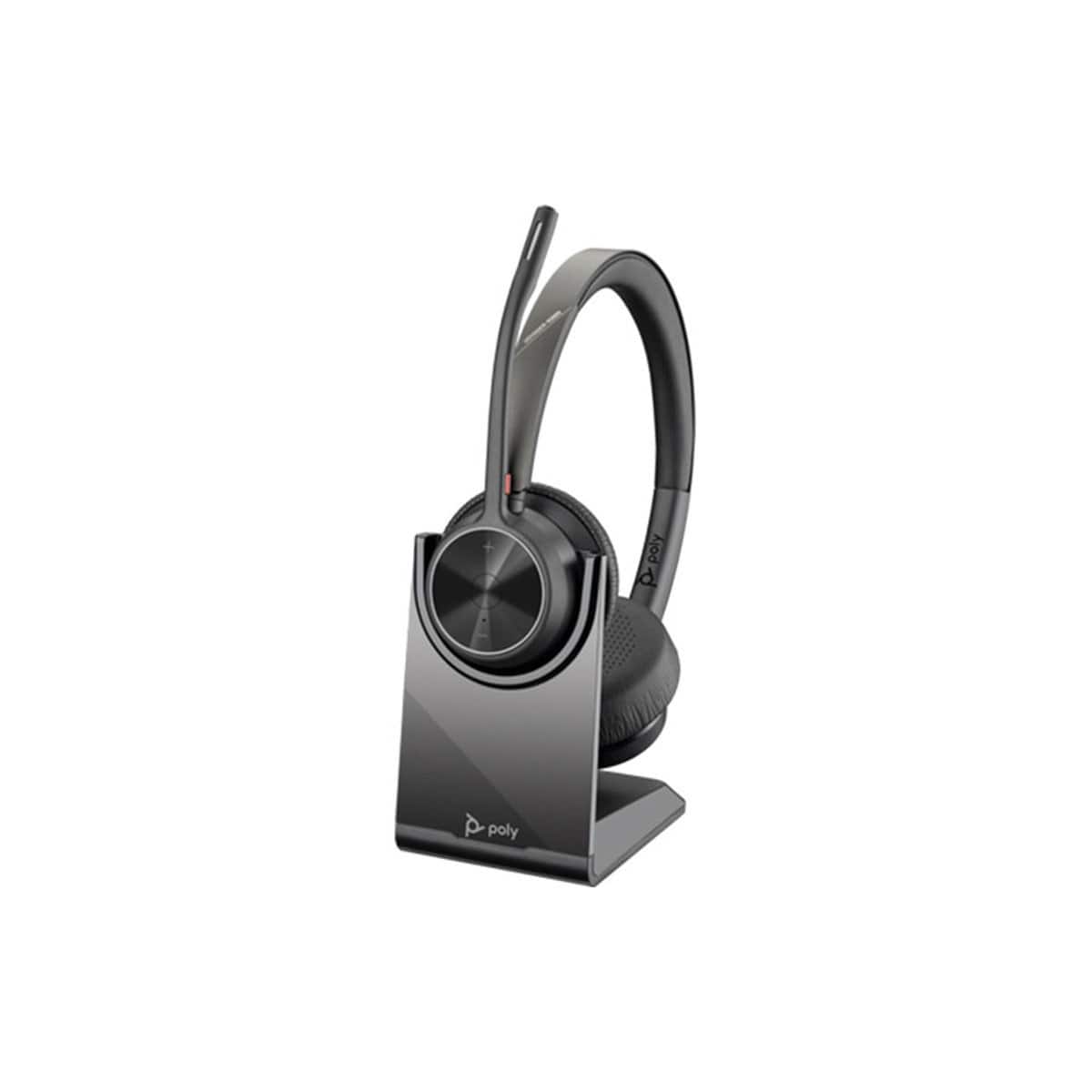 HP - Poly Voyager 4320 UC Wireless Stereo Headset with Charging Stand and USB-A Adapter, Zoom Certified - Blue