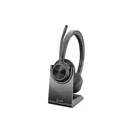HP - Poly Voyager 4320 UC Wireless Stereo Headset with Charging Stand and USB-A Adapter, Zoom Certified - Blue
