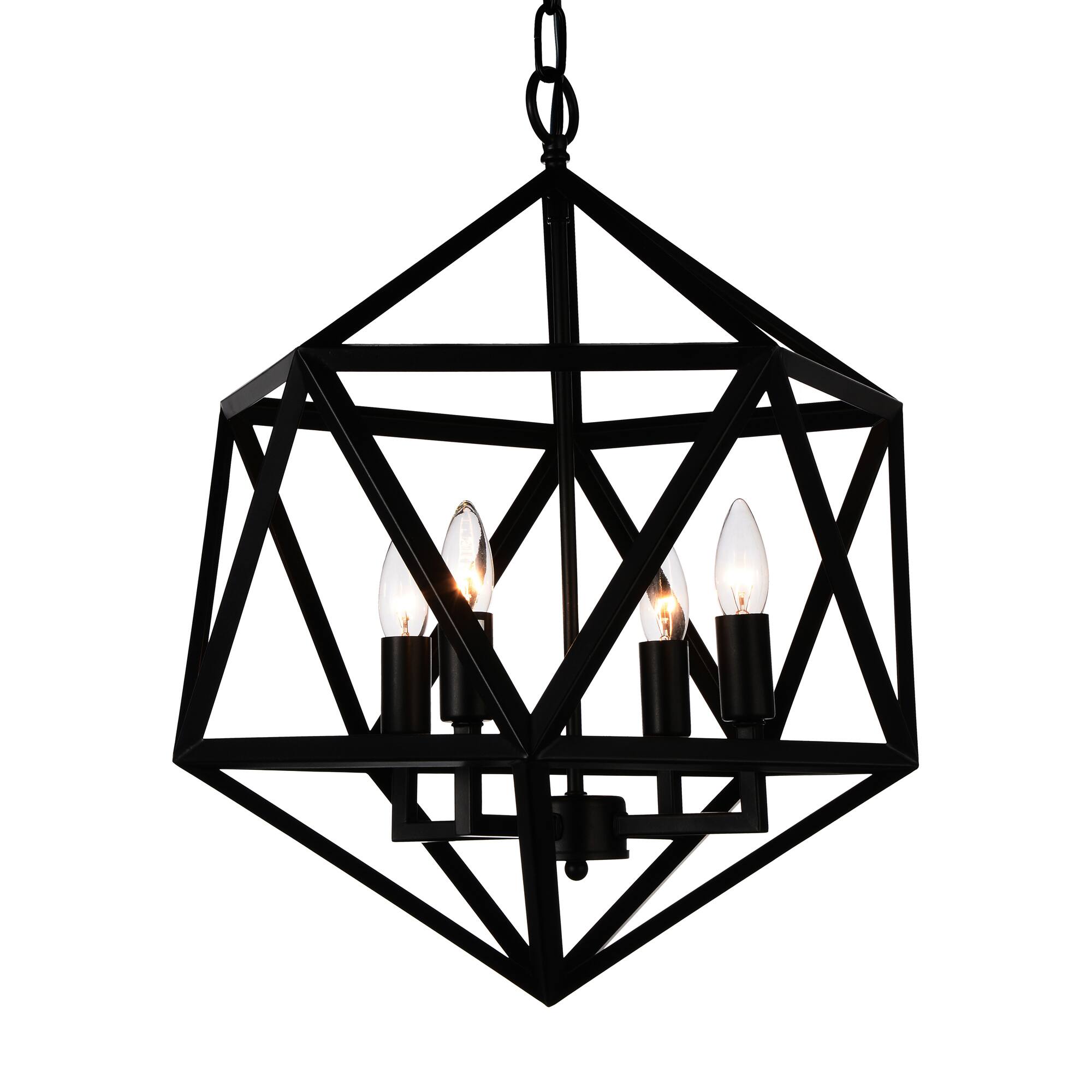 Angle. CWI Lighting - Amazon 4 Light Up Pendant With Black Finish - Black.