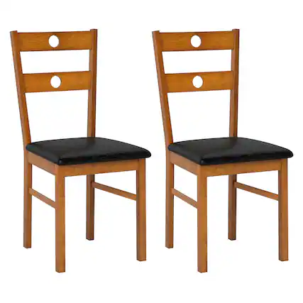 Front. Costway - Costway Wood Dining Chairs Set of 2 with Rubber Wood Frame, Padded Seat & Slatted Backrest - Walnut.