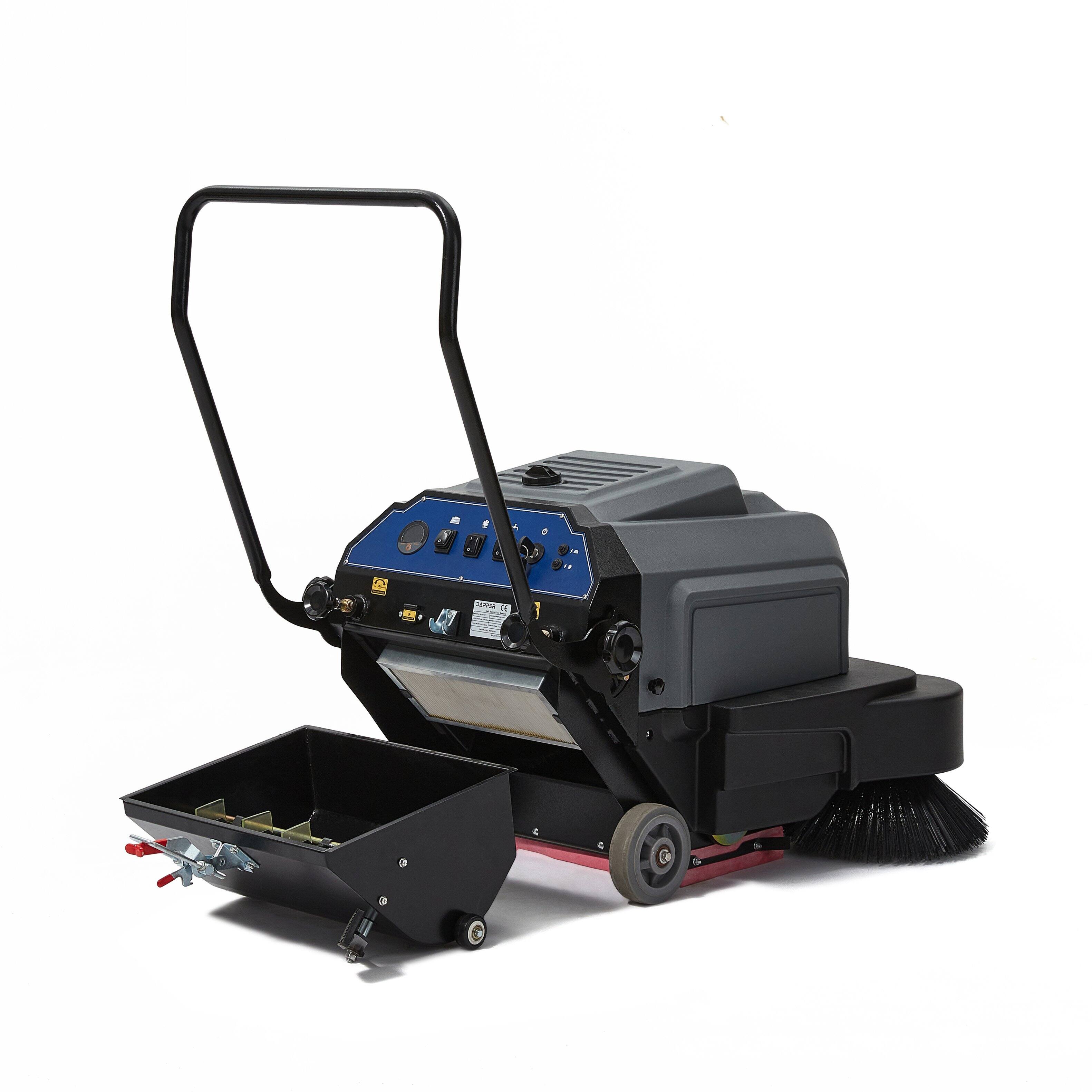 Alt View 7. Dapper Supply - Commercial Walk Behind Battery Floor Sweeper 40in 9 Gal Hopper 26000 Sq Ft/hr 4hr Runtime - Black.