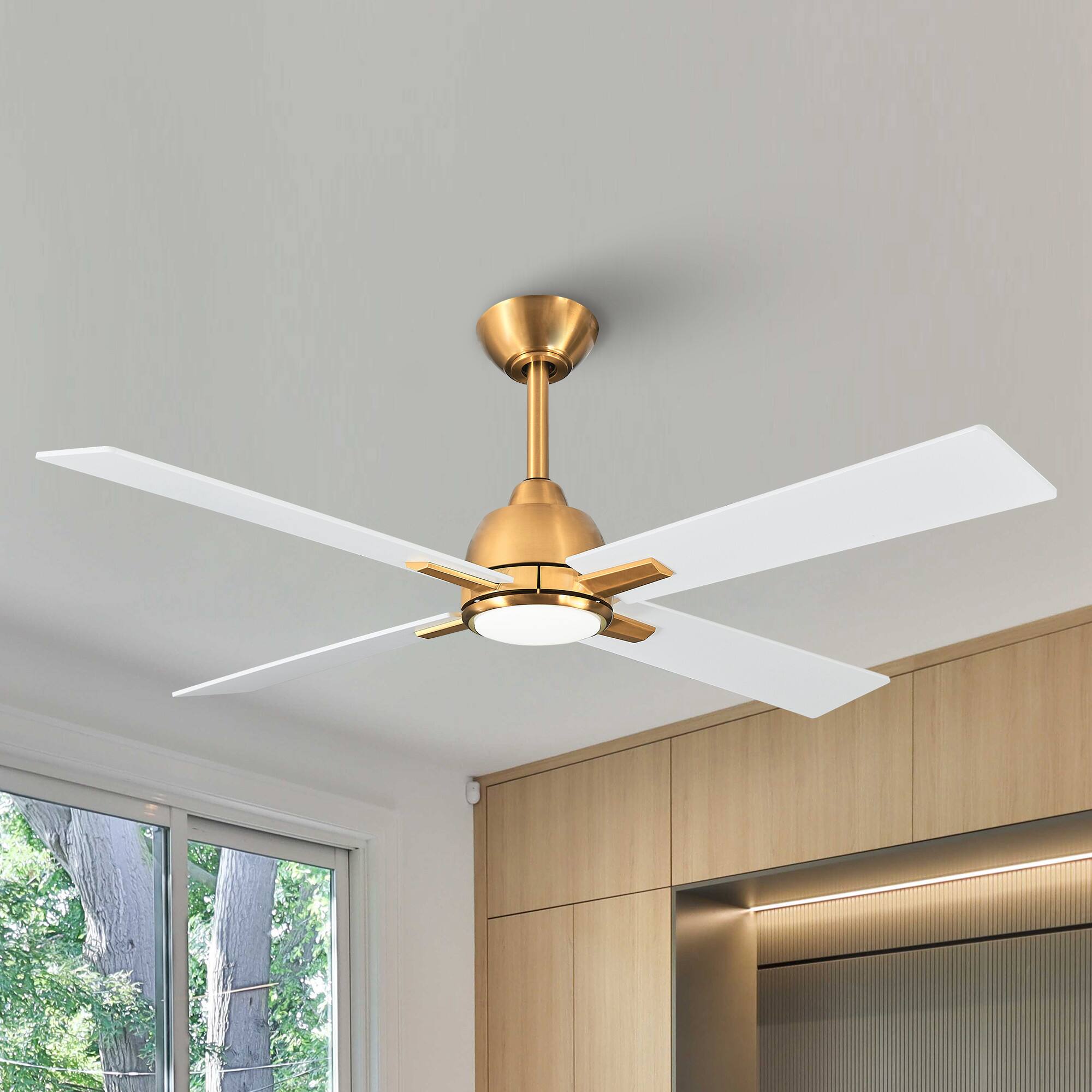 Parrot Uncle - 48" Modern Dimmable LED Ceiling Fan with Light and Remote - Gold