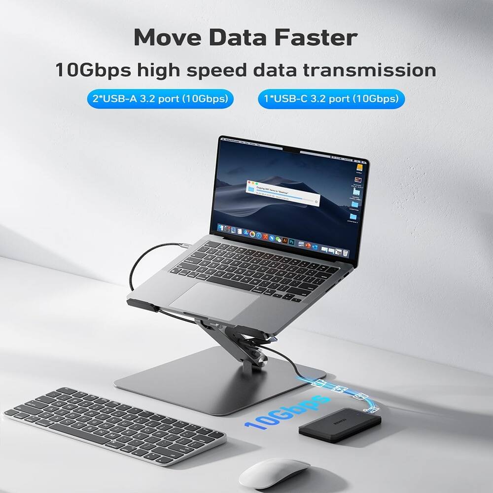 Move Data Faster  
10Gbps high speed data transmission  
2*USB-A 3.2 port (10Gbps)  
1*USB-C 3.2 port (10Gbps)