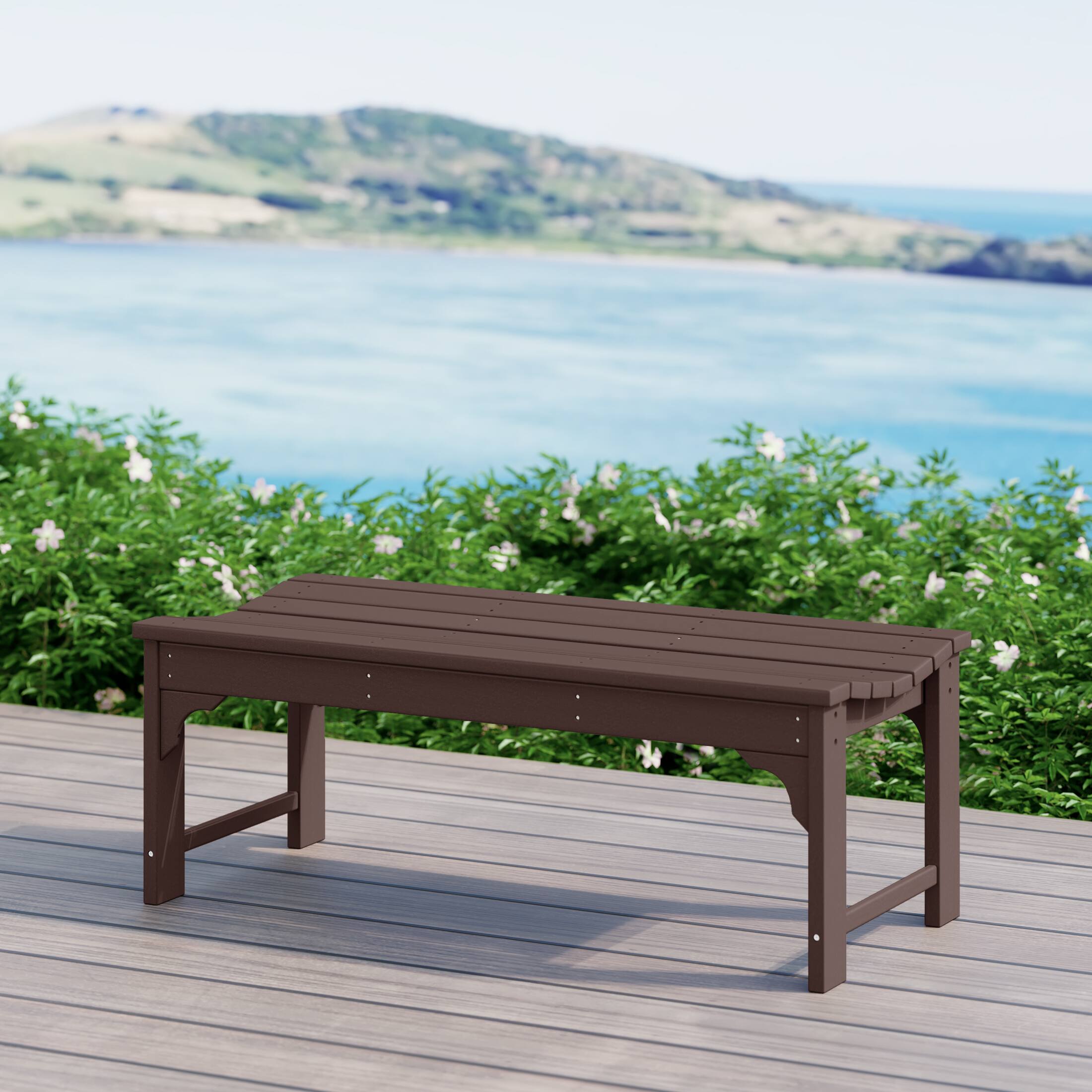 Angle. WestinTrends - WestinTrends Malibu 48" length backless Poly Wood Outdoor / Garden bench - Dark Brown.