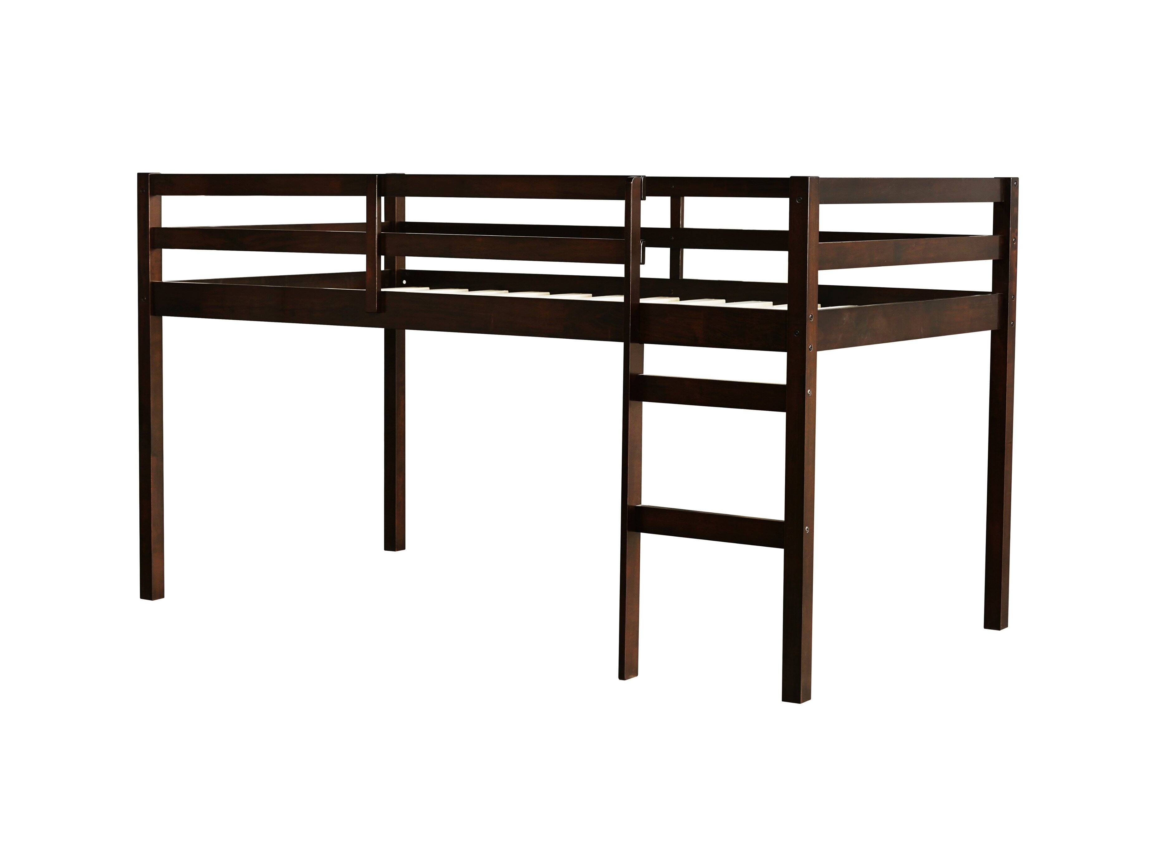 Alt View 6. GOODSILO - Solid Wood Twin Loft Bed with Ladder & Strengthened Slats - Espresso.