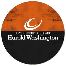Jardine - Harold Washington College Phoenix 20'' x 20'' Retro Logo Circle Sign - Orange