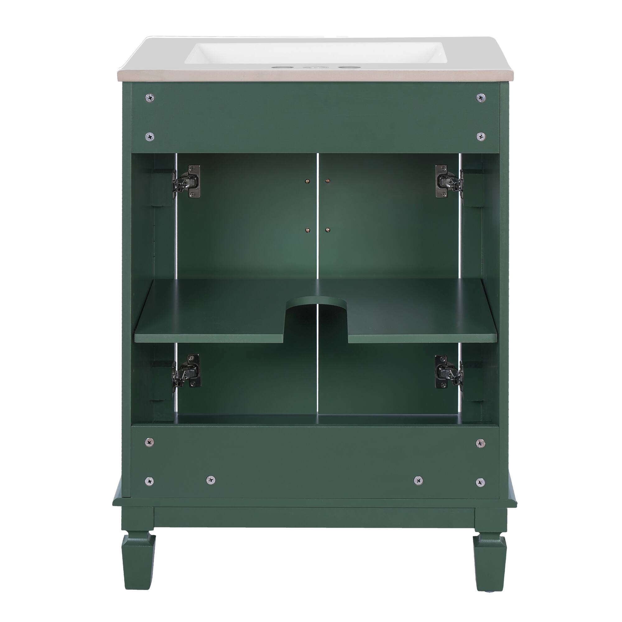 Alt View 9. ELEMENT ACE - Modern Bathroom Vanity with Ceramic Sink and Soft-Closing Doors, Solid Wood Frame Storage Cabinet - Green.