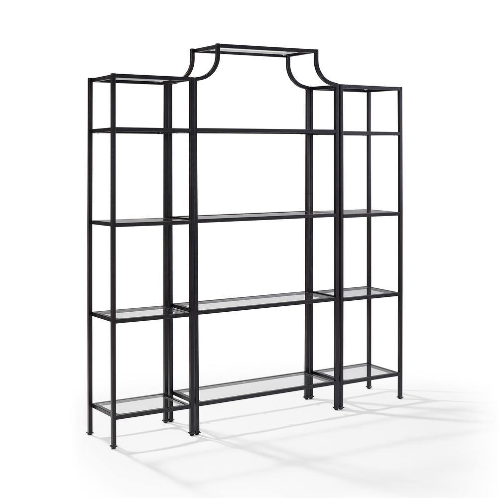 Left. Crosley Furniture - Aimee 3-Piece Etagere Bookcase Set - Large Etagere & 2 Narrow Etageres - Oil Rubbed Bronze.