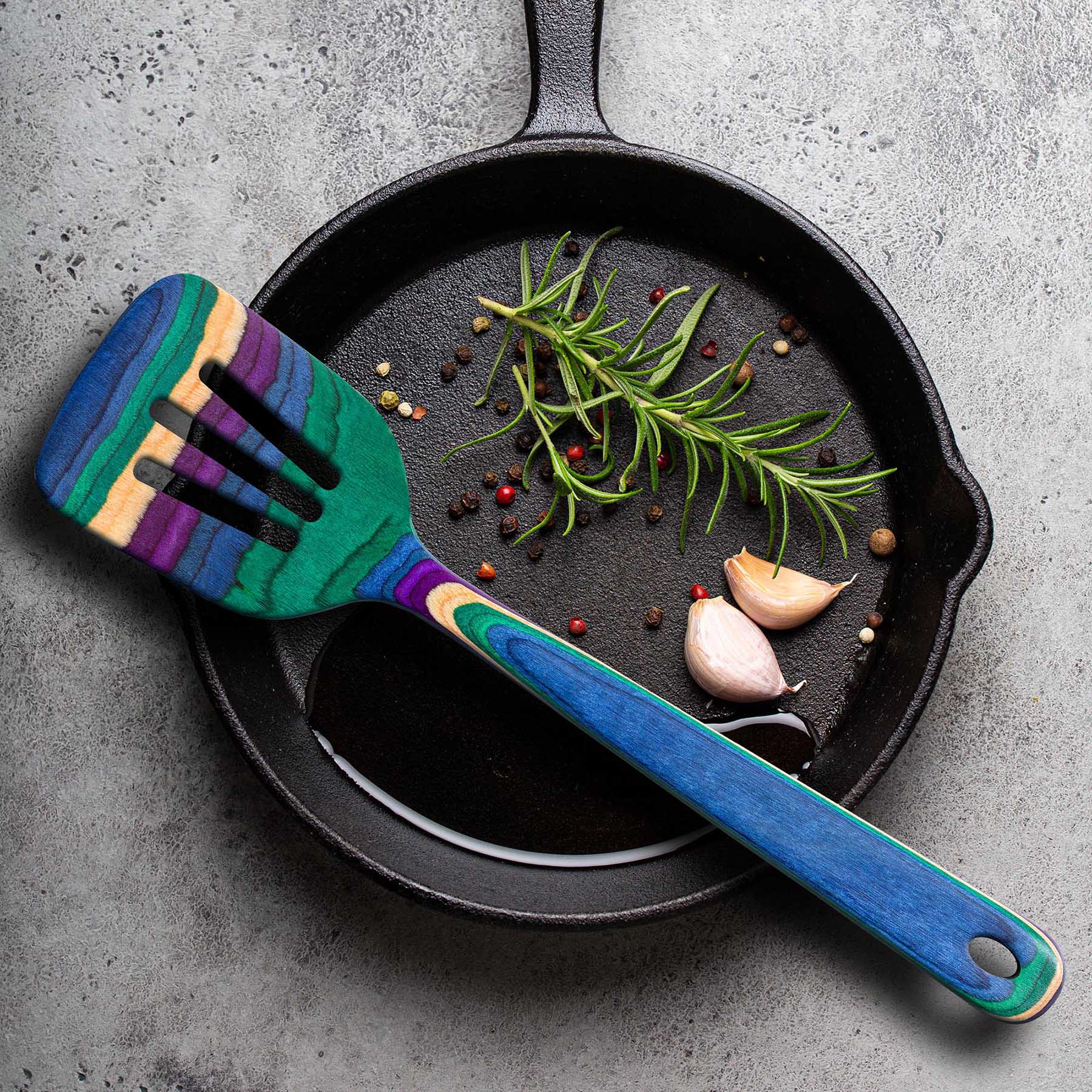 Alt View 1. Baltique - Mumbai Collection 4 Piece Cooking Utensil Set, Safe for Nonstick - Purple, Green, Blue.
