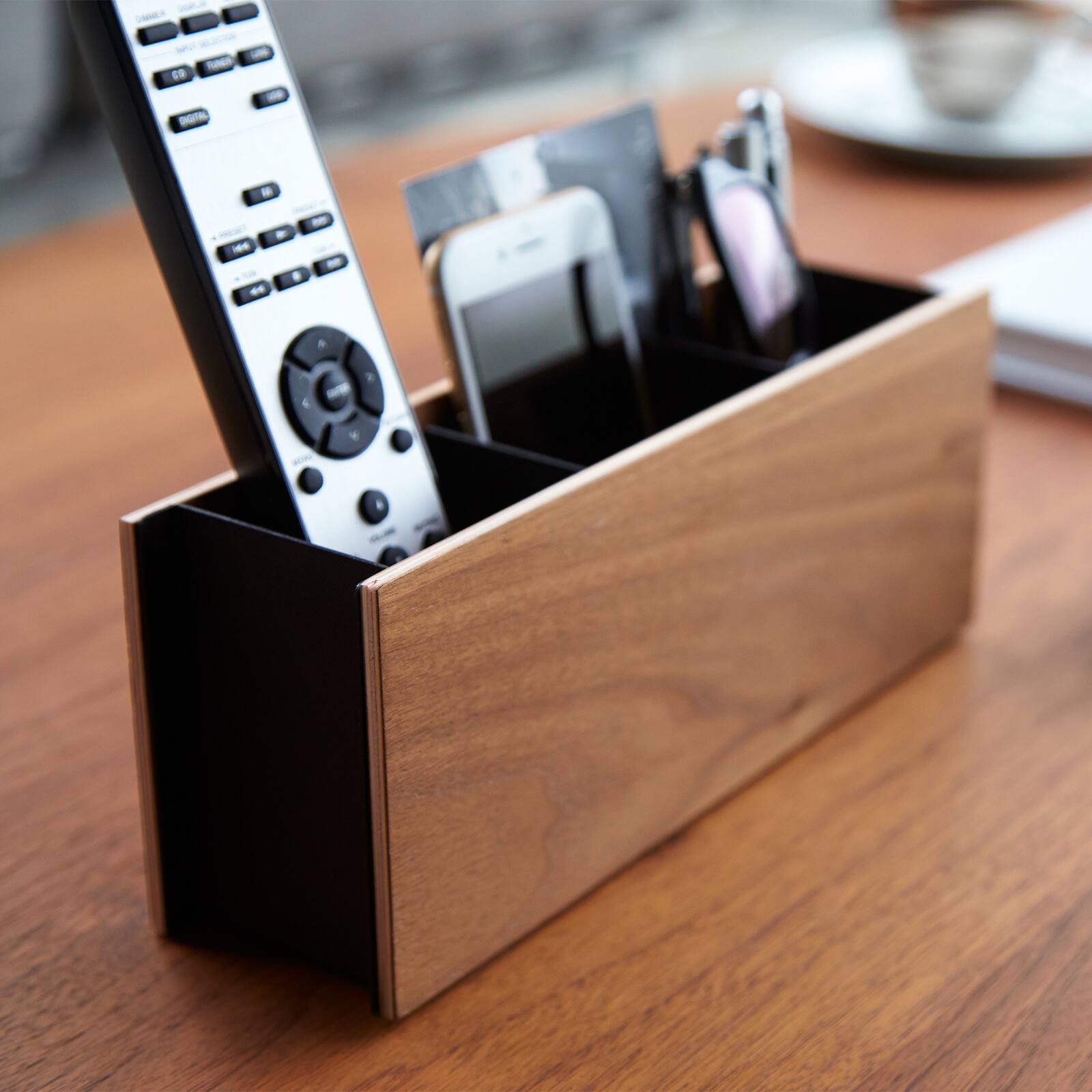 Alt View 2. Yamazaki Home - Desk Organizer - Small - Walnut.