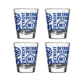Logo Brands - Detroit Pistons 4-Pack 2oz. Shot Glass Set - Multicolor